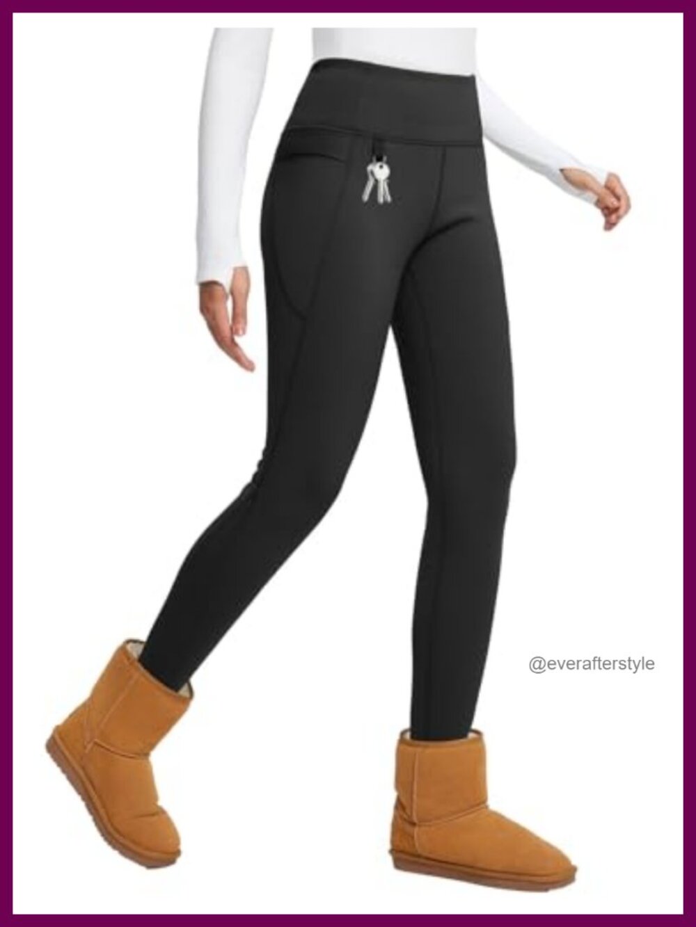 Fleece Lined Winter Leggings Water Resistant High Waisted Tummy Control Hiking